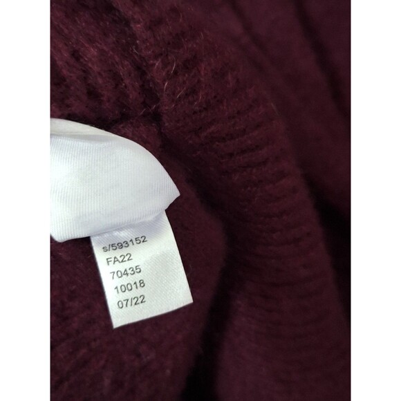 Ann Taylor 100% Cashmere Sweater Medium Burgundy Shawl Collar Drape Front Soft - Picture 9 of 10